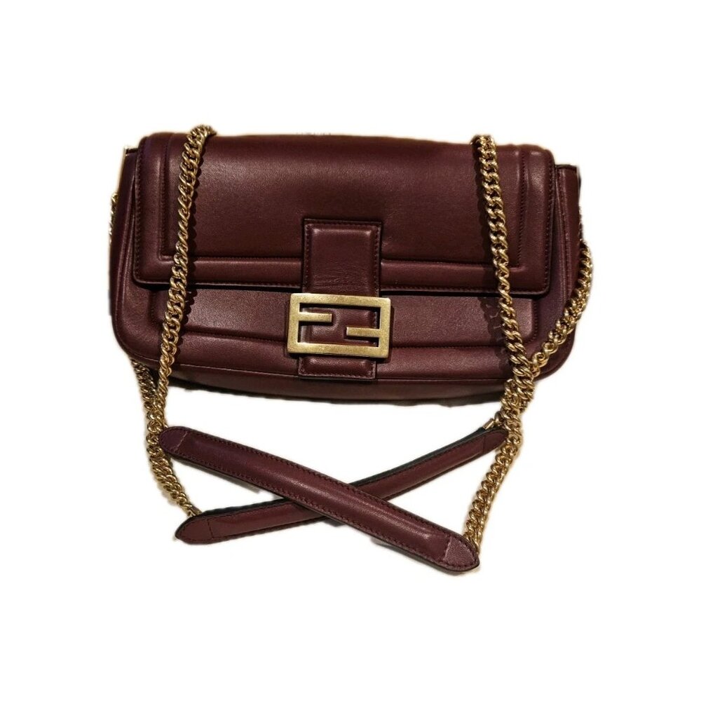 Fendi Baguette Chain Shoulder burgundy bag